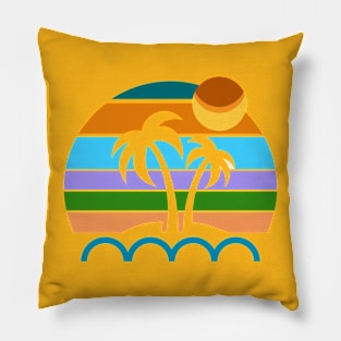 cool sunset view under coconut trees Pillow