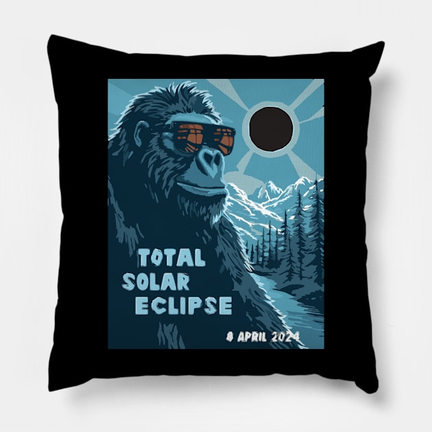 Cool Bigfoot Solar Eclipse 2024 Memorabilia Pillow by Obotan Mmienu