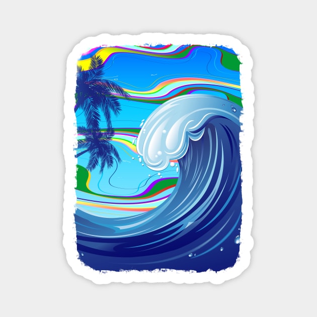 Tsunami big ocean wave Magnet by BluedarkArt