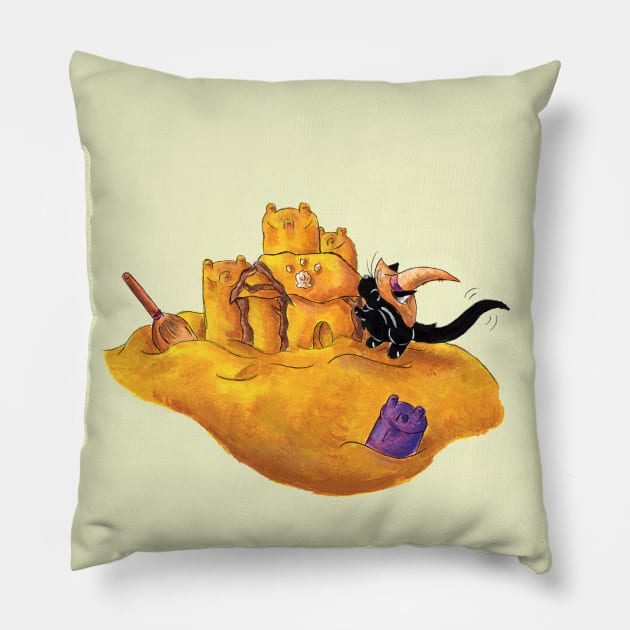 The Witch's Sandcastle Pillow by KristenOKeefeArt