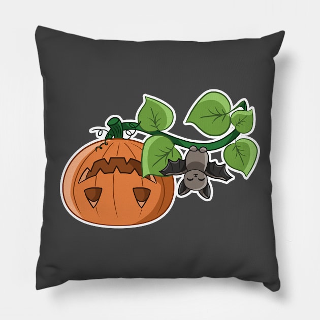 Bat's Jack O Lantern Pillow by Happy Taco Studio