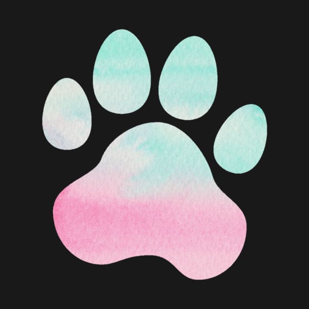 Pink and Teal Paw Print by annmariestowe