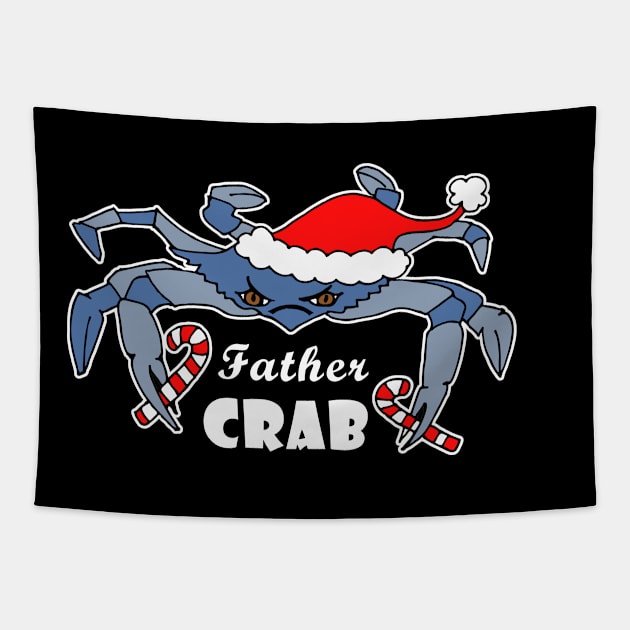 Christmas Father Blue Crab Matching Family Holiday Picture Tapestry by DesignFunk