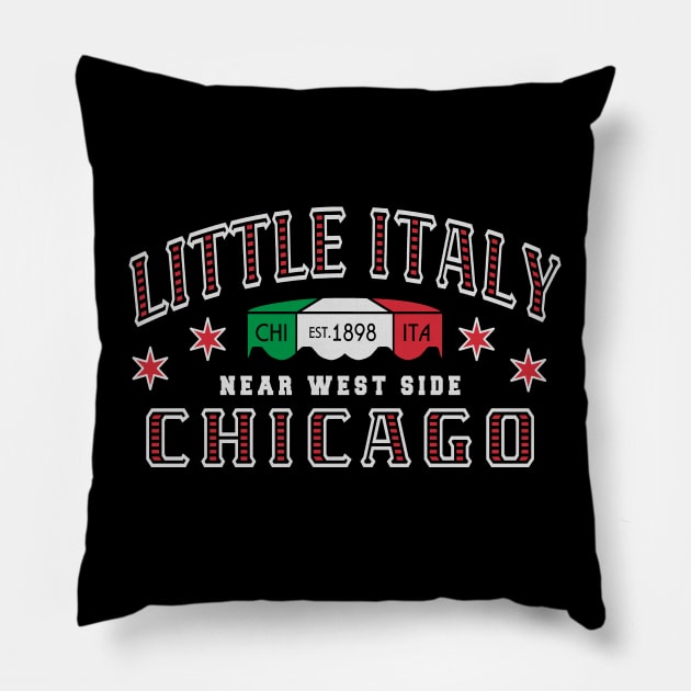 Vintage Chicago Italian Little Italy Near West Side Italia Chicago Illiniois Pillow by TeeCreations