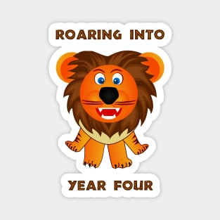 Roaring Into Year Four (Cartoon Lion) Magnet