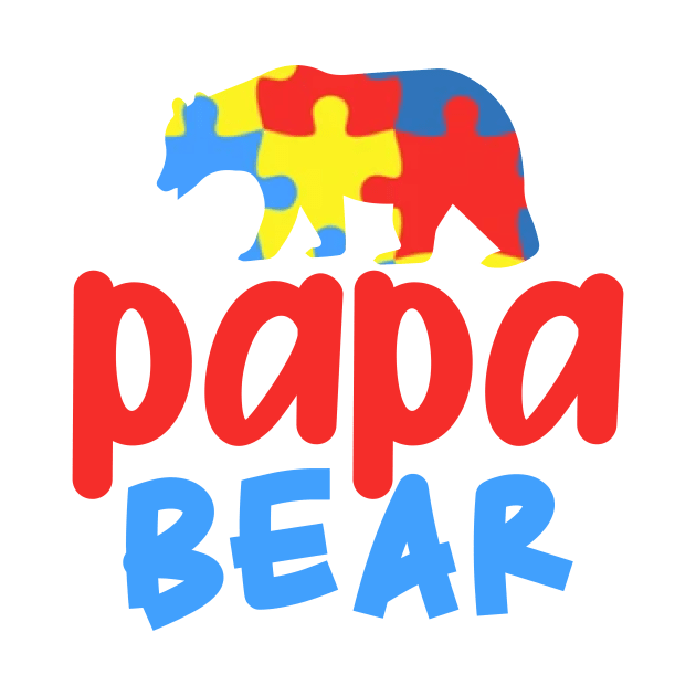 papa bear Autism Awareness Gift for Birthday, Mother's Day, Thanksgiving, Christmas by skstring