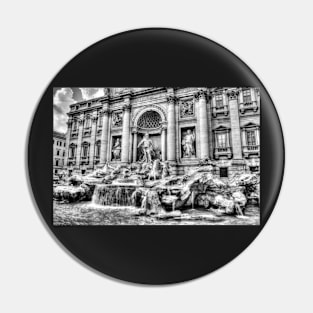 Trevi Fountain, Black And White Pin