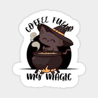 Coffee Fuel, My Magic | Cat Coffee Witch Magnet