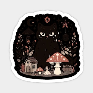 Cute Cottagecore Aesthetic Cat Mushroom Women Kids Magnet