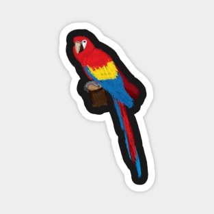 Artwork of a Sitting Scarlet Macaw Parrot Magnet