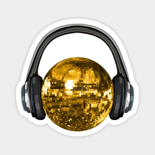 Gold Disco Ball with Headphones Magnet