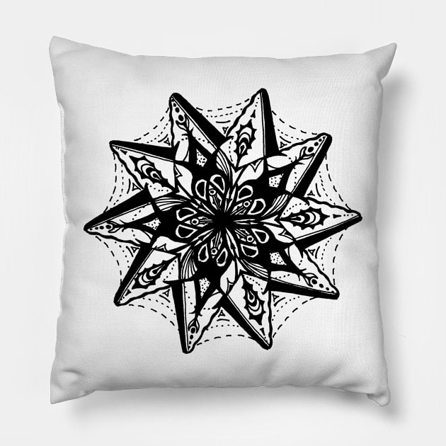 Star Tangles 1 Black - An Aussie Tangle by Heather Holland - See Description Notes for Colour Options. Pillow by Heatherian