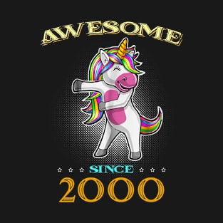 Awesome Since 2000 T Shirt Cute Unicorn Floss Birthday Gift T-Shirt