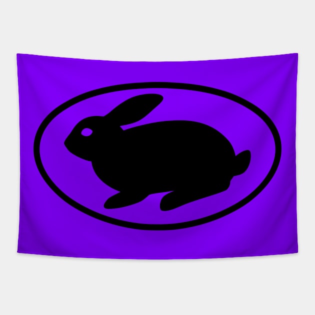 black print rabbit purple Tapestry by merloneeer