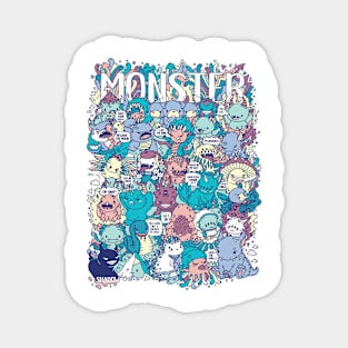 Doodle style monster characters Magnet