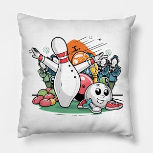 "Strike a Smile: Bowling Night Fun" Pillow