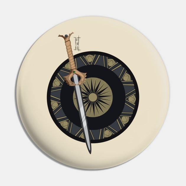 Shield and Sword T-Shirt Pin by vienix