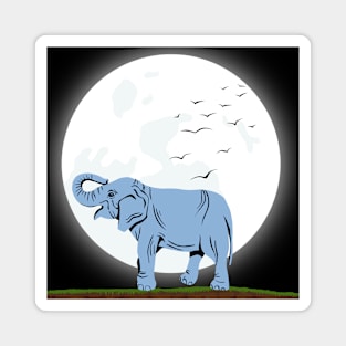 Elephant In Moon Light Magnet