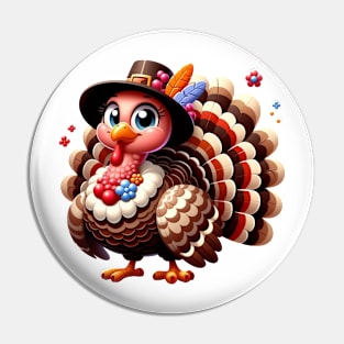 Cute Turkey Pilgrim Pin