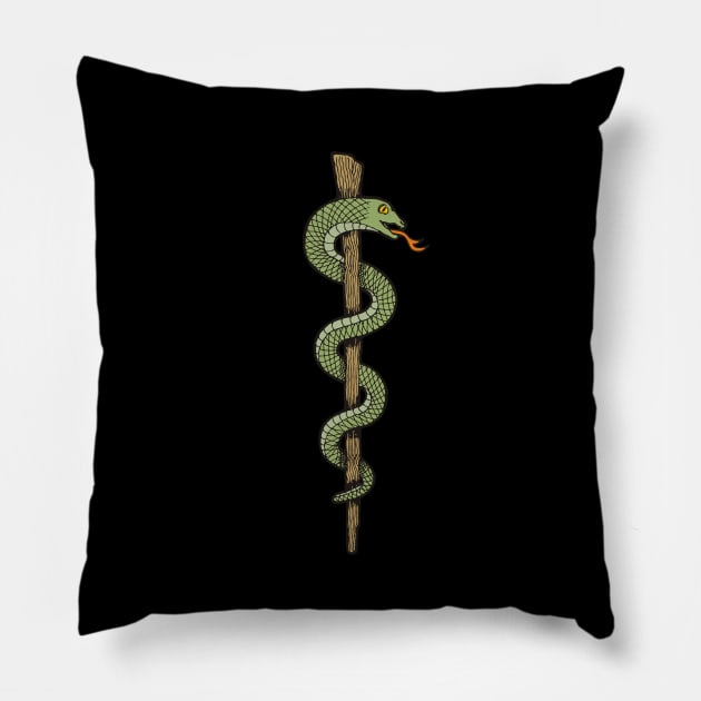 One Snake Caduceus Pillow by sifis