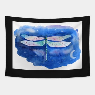 whimsical watercolor dragonfly with starscape background Tapestry