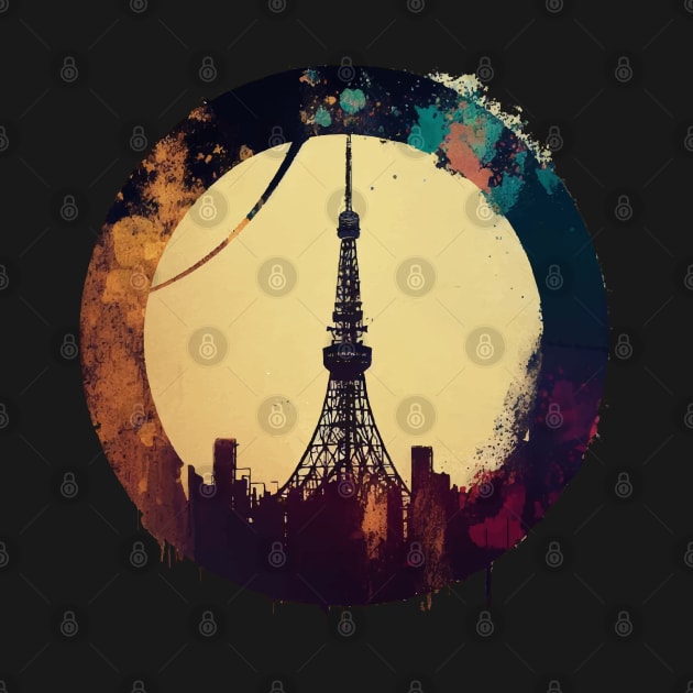 Tokyo tower abstract pop art cityscape by TomFrontierArt