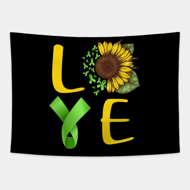 love mental health awareness sunflower Tapestry by TeesCircle