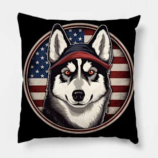 Siberian Husky 4th of July Pillow