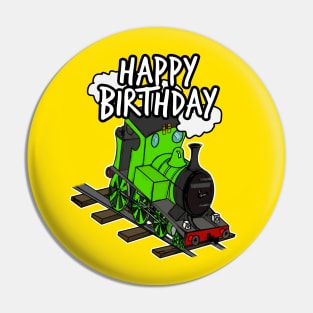 Birthday Train Steam Locomotive Railway Model Railroad (Green) Pin