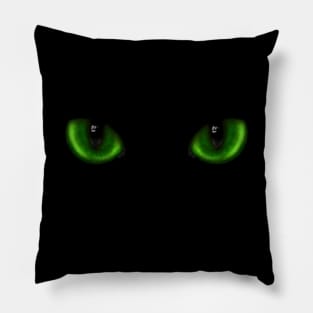 Two green cat eyes Pillow