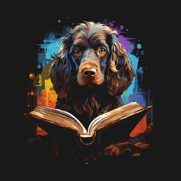 Boykin Spaniel Reads Book by JH Mart