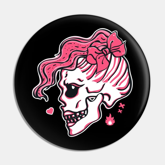 Pink Girl Skull Pin by Marina BH