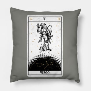 Virgo Distressed Goth Tarot Zodiac Sign Pillow