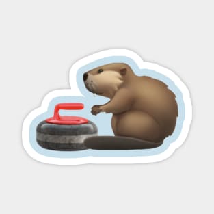 Curling Beaver Magnet