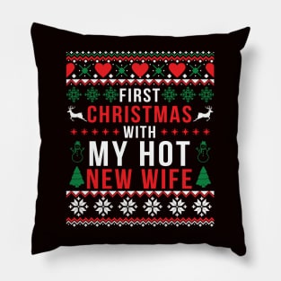 First Christmas With My Hot New Wife Funny Christmas 2021 Pillow