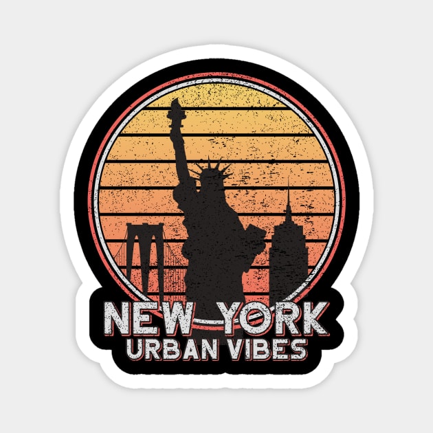 Vintage New York Statue of Liberty Retro NY City Merch for Men Women and Kids Magnet by XOZ