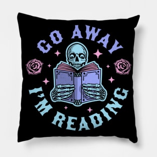 Go Away I'm Reading - Skeleton Reading Book Halloween Pillow