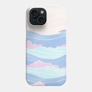 Waved Pattern Blue, Pink, and Beige Pastel Colors Phone Case