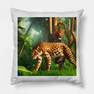 Jaguar in the jungle Pillow