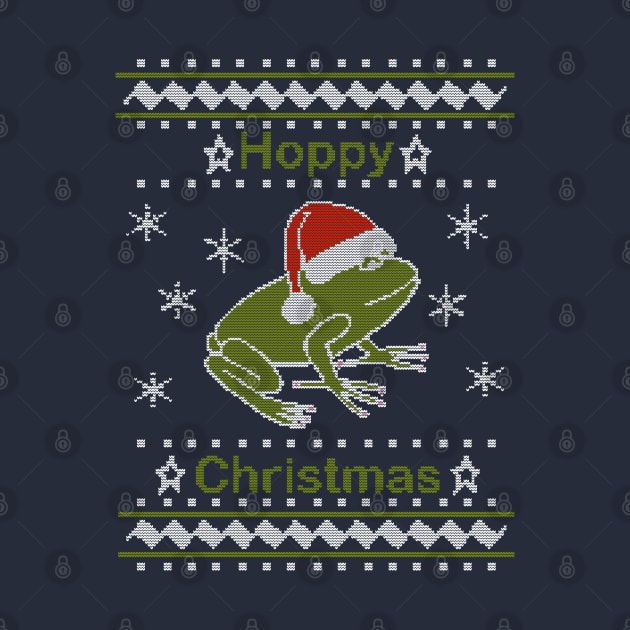 Hoppy Christmas Frog Ugly Sweater by ellenhenryart