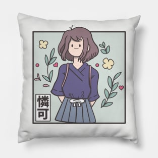 girl with flowers Pillow