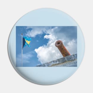 Bahamian Flag and Cannon Atop Fort Fincastle Pin