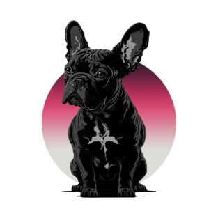 Black Bitmap French Bulldog T-Shirt