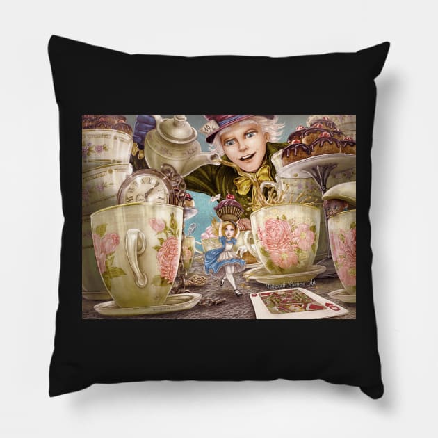 Alice Mad Tea Party Pillow by belizabethg