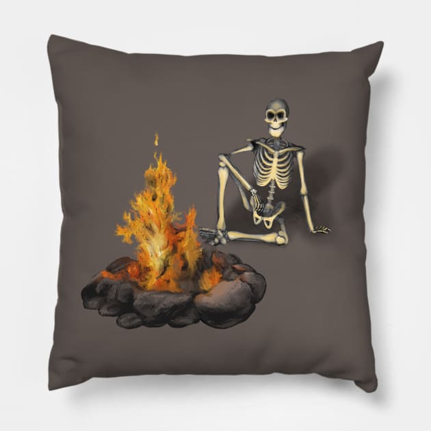 Skeleton Bonfire Pillow by Heather Dorsch Creations