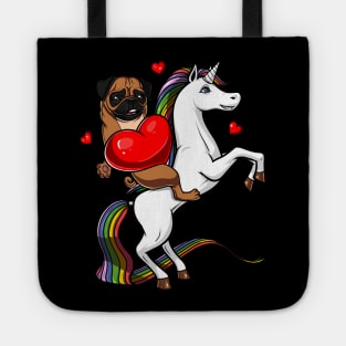 Pug Dog Riding Unicorn Tote