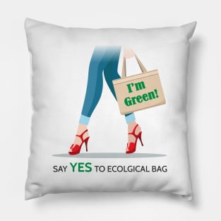 Woman Legs and Ecological Shopping Bag Pillow