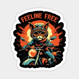 Feeline Free - Cat riding a motorbike Magnet