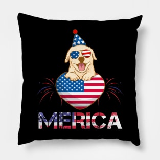 Cute Dog Merica Memorial Day Patriot Pillow