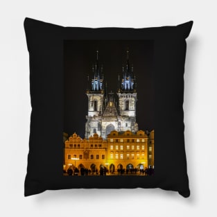 Tyn Church at night illumination Pillow